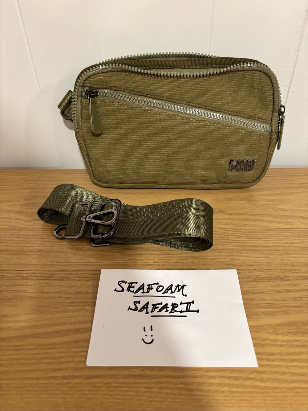 NWOT Rad Rev Olive Corduroy Sling Crossbody